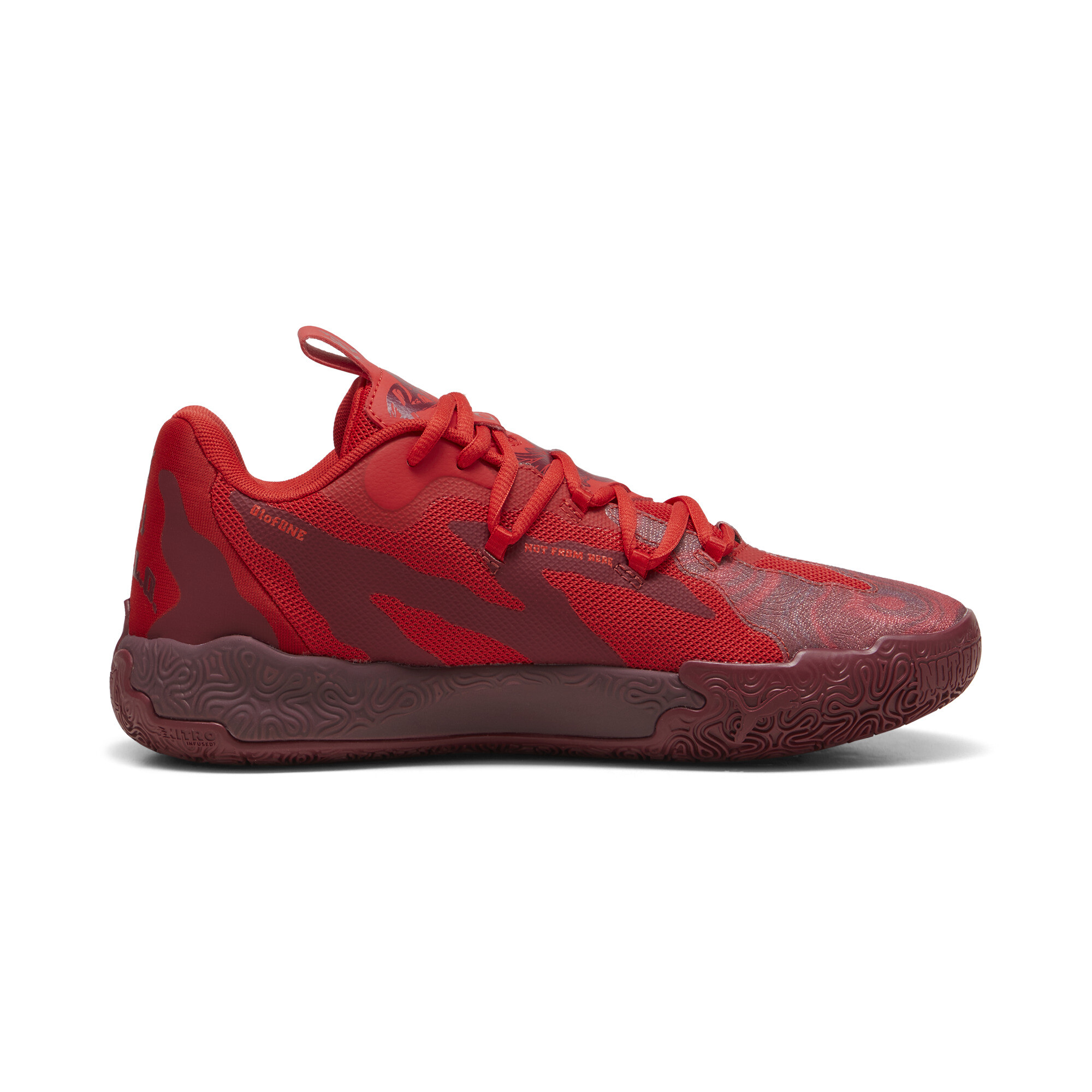 Men's PUMA MB.03 Lo Team Basketball Shoes In Red, Size EU 47