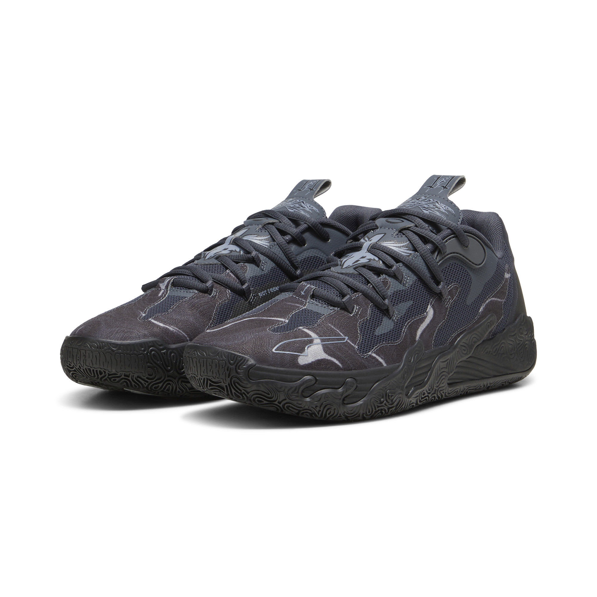 Men's PUMA MB.03 Lo Team Basketball Shoes In Black, Size EU 47