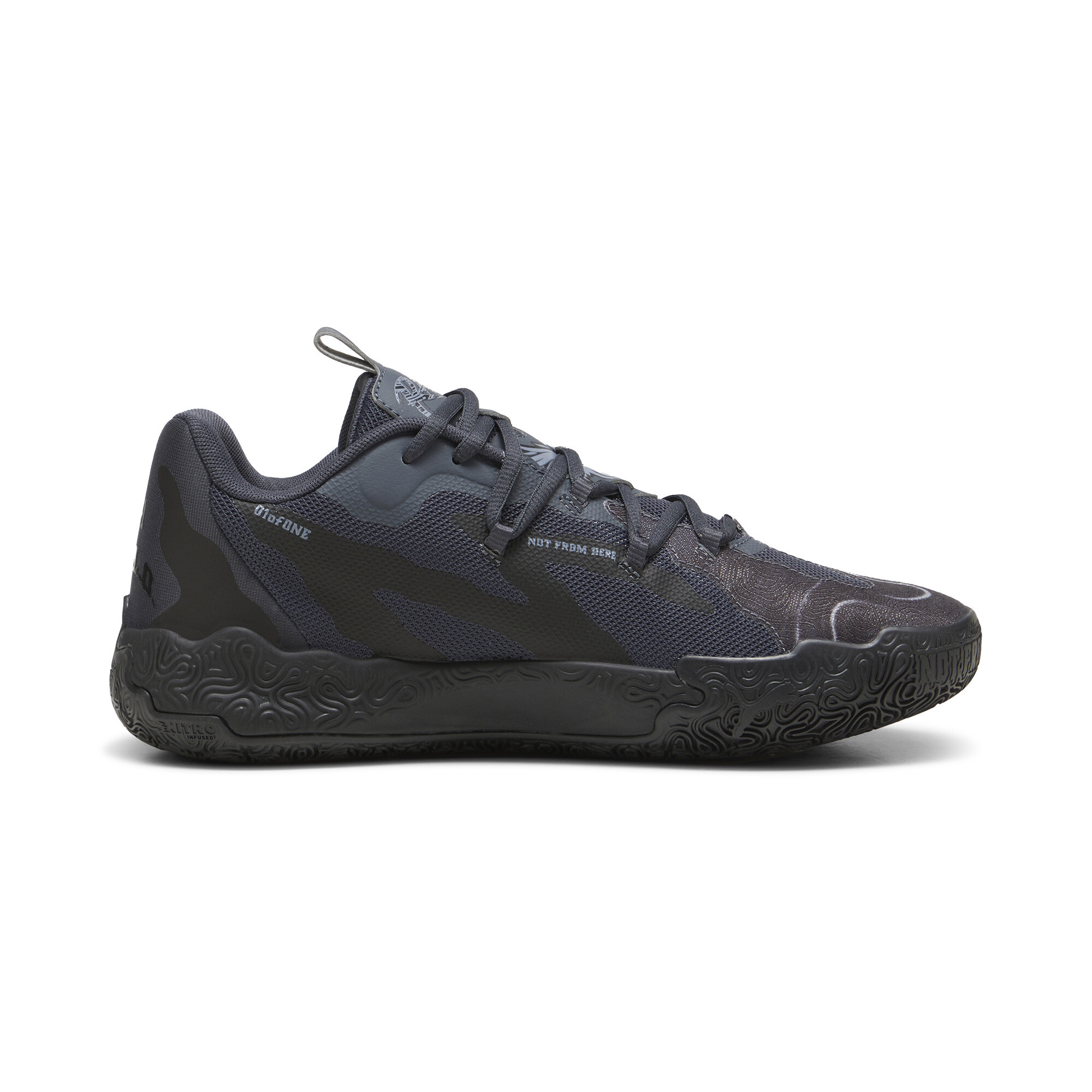 Men's PUMA MB.03 Lo Team Basketball Shoes In Black, Size EU 47