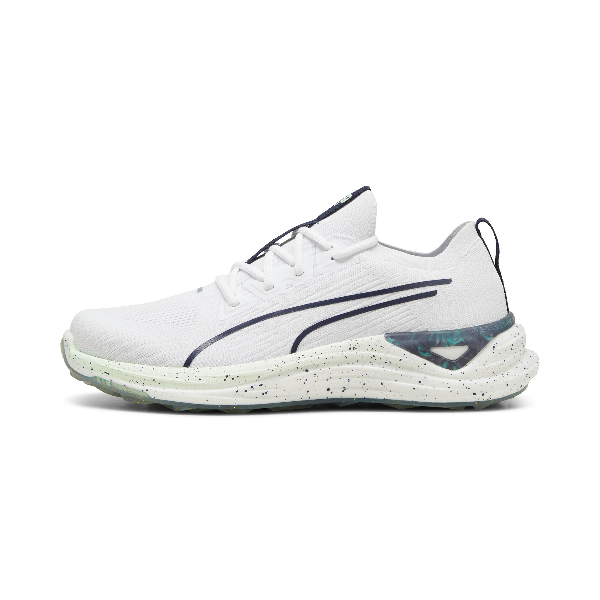 Puma x PALM TREE CREW Electrocat NITRO™ Golfschuhe Für Herren | Mit Plain | White/Deep Navy/Fresh Mint | Größe: 46