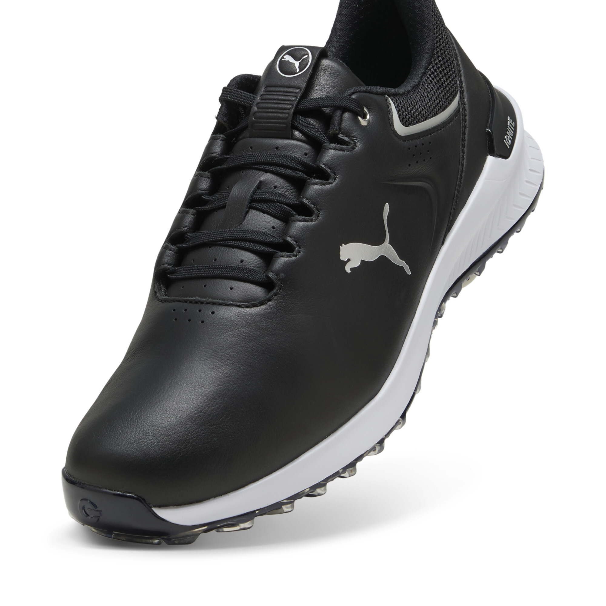 IGNITE Innovate leren golfschoenen voor Heren, Zwart/Zilver, Maat 44,5 | PUMA