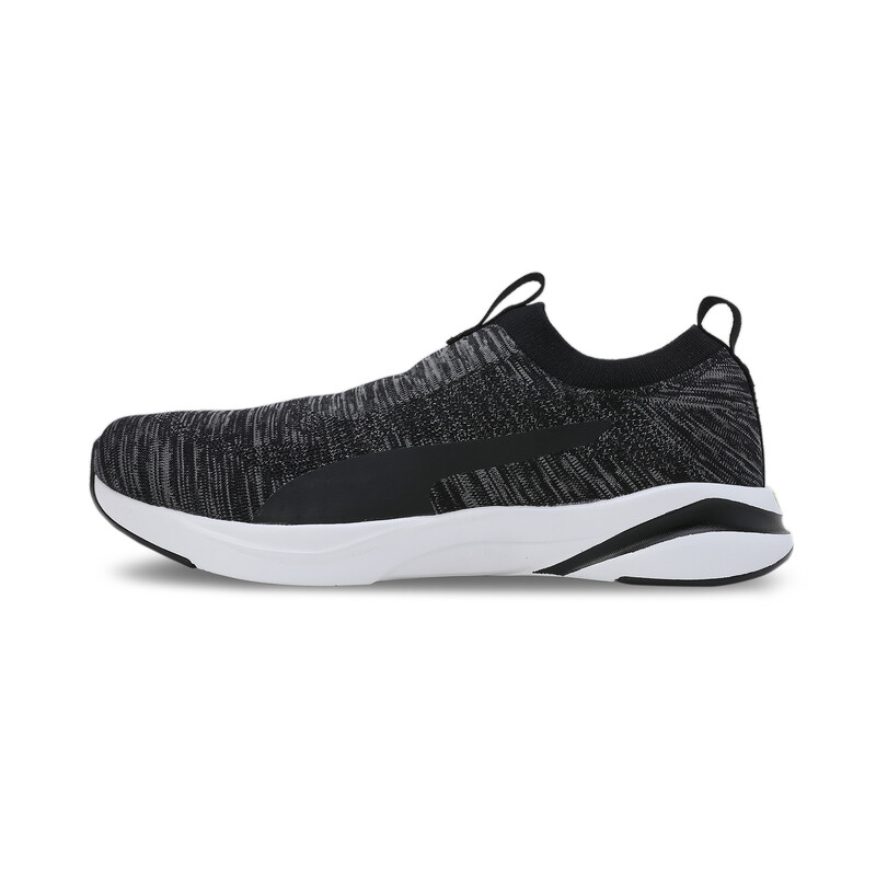 Men's PUMA Softride Rift Runlyn Knit Slip-On Shoes in Black/Gray size UK 8