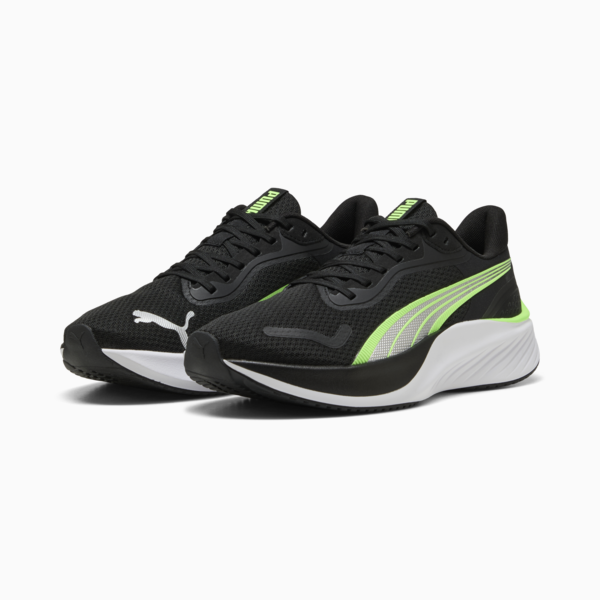 Pounce Lite Running Shoes, PUMA Black-Green Glare, large-ZAF