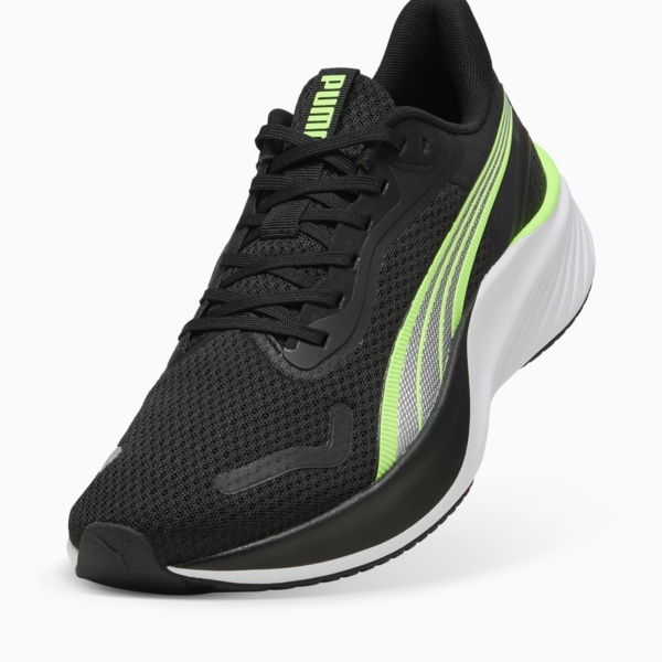 Pounce Lite Running Shoes, PUMA Black-Green Glare, large-ZAF