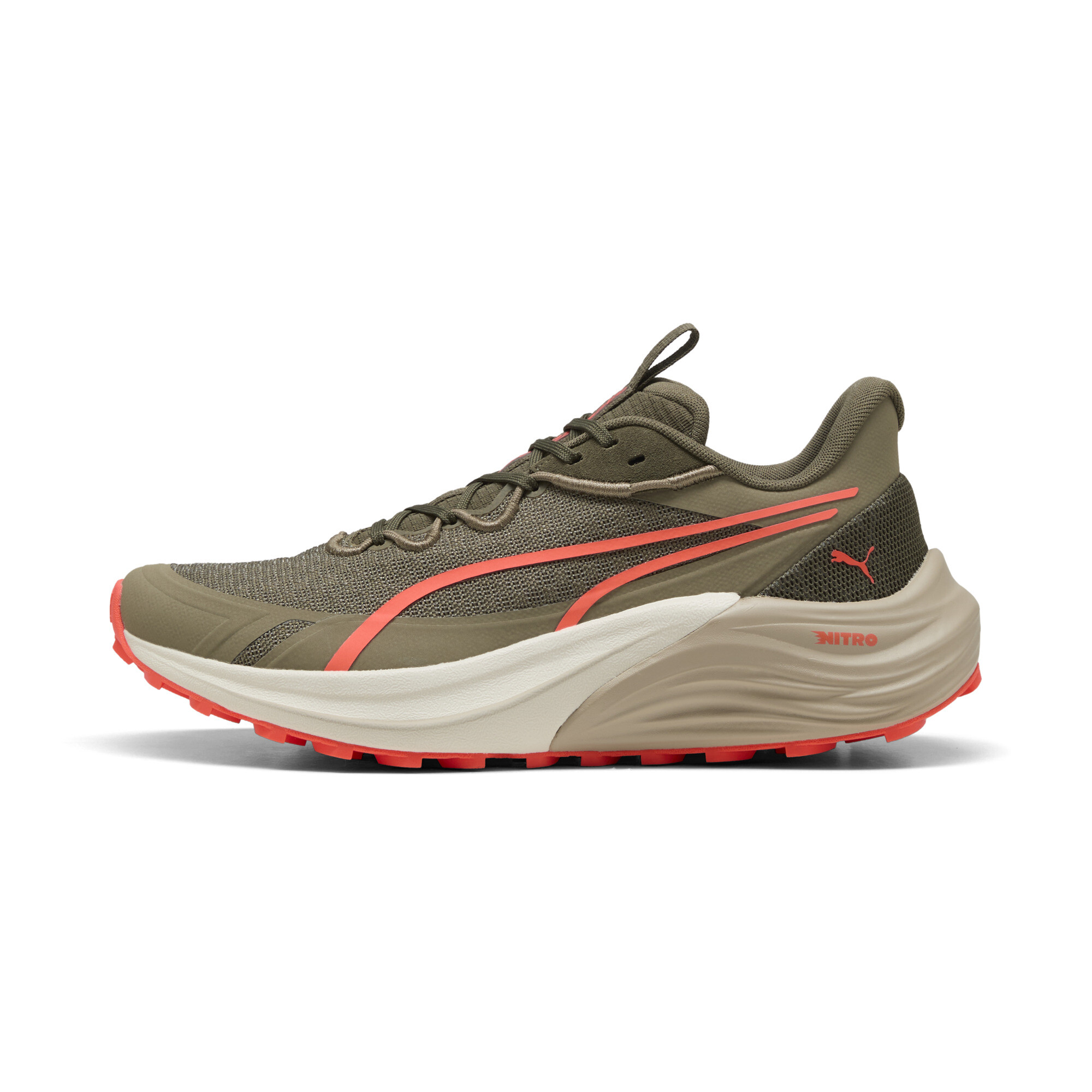 Puma Electrify NITRO™ 4 Trail Laufschuhe Herren | Loden Green/Desert Dust/Glowing Red | Größe: 44