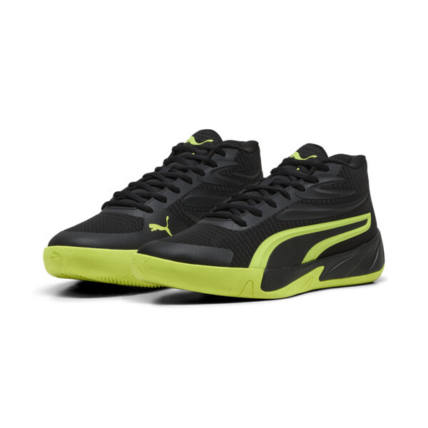 Court Pro Basketball Shoes Unisex, PUMA Black-Electric Lime, large-ZAF