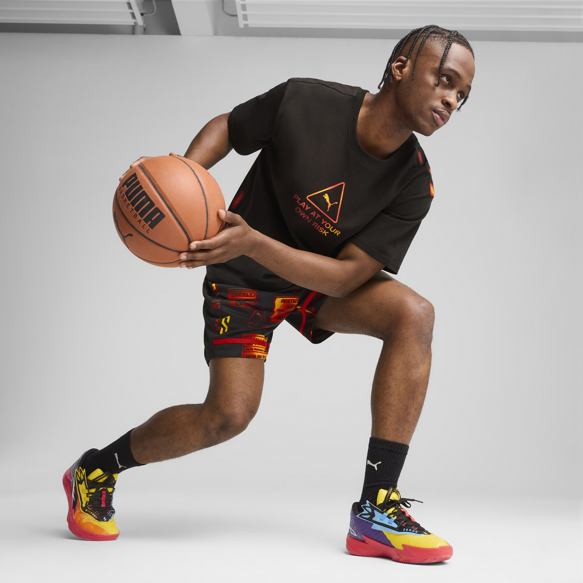 PUMA Scoot Zeros II Caution basketbalschoenen uniseks, Geel/Oranje, Maat 42 thumbnail 7