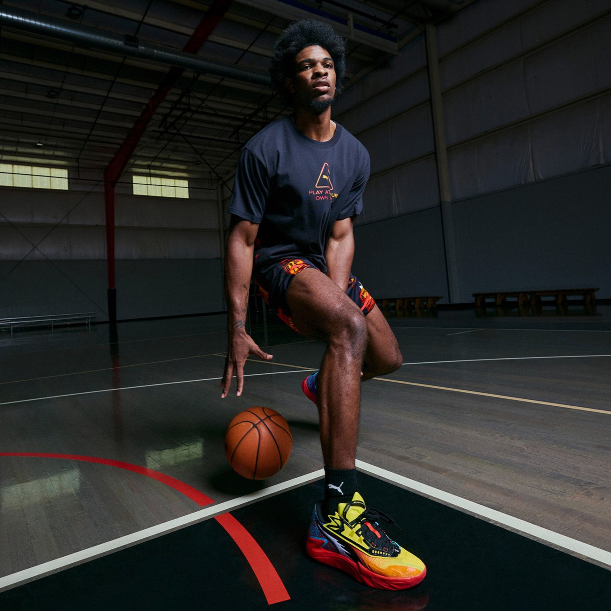 PUMA Scoot Zeros II Caution basketbalschoenen uniseks, Geel/Oranje, Maat 42 thumbnail 9