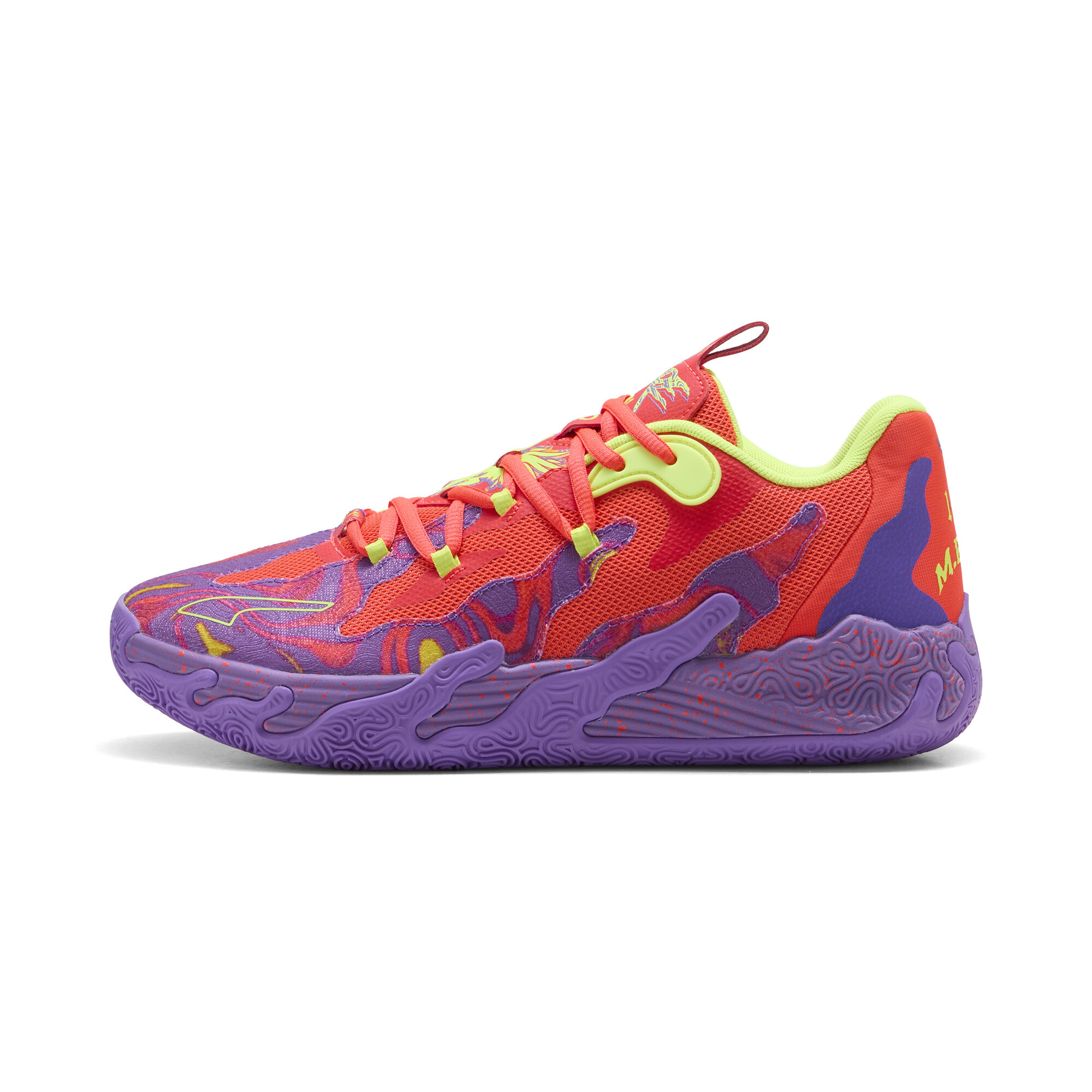 Puma MB.03 Lo Lava Basketballschuhe | Mit Colorful | Purple Glimmer/Red Blast | Größe: 42