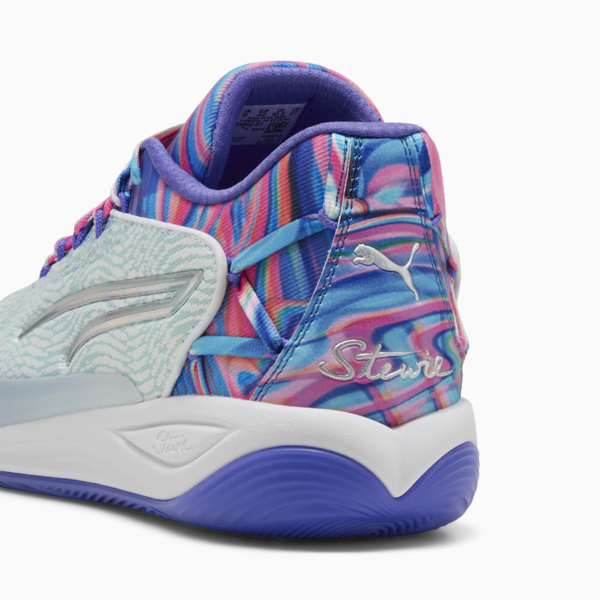Stewie 4 Prism Basketball Shoes Women, PUMA White-Light Aqua, large-MEX