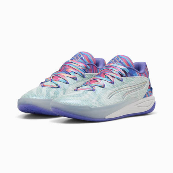 Stewie 4 Prism Basketball Shoes Women, PUMA White-Light Aqua, large-MEX
