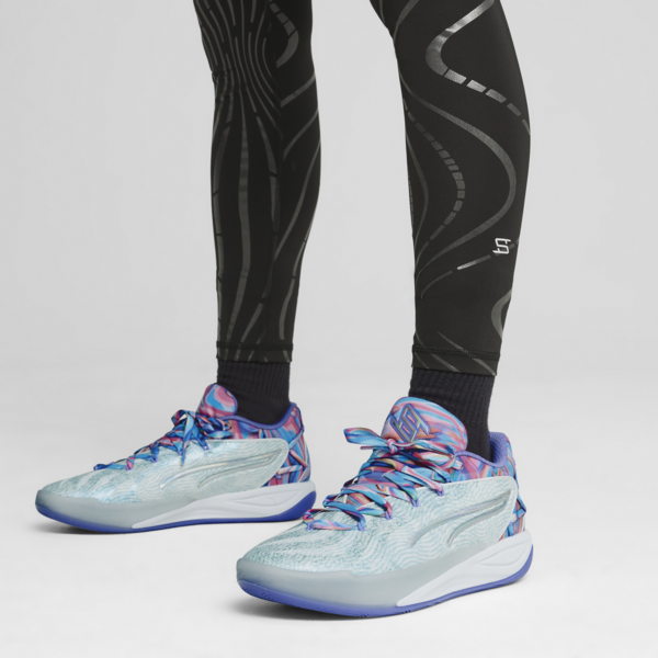 Stewie 4 Prism Basketball Shoes Women, PUMA White-Light Aqua, large-MEX