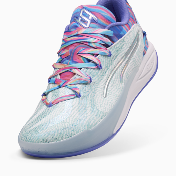 Stewie 4 Prism Basketball Shoes Women, PUMA White-Light Aqua, large-MEX