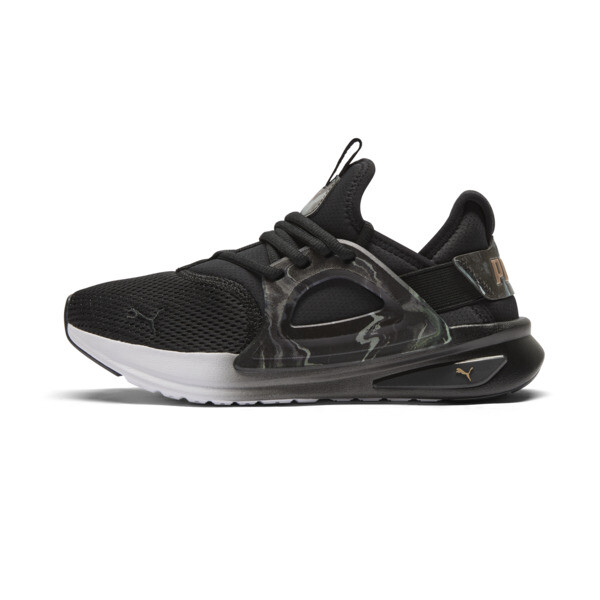 Puma Softride Enzo Evo Geode Glow Women's Wide Sneakers In Black- Gold