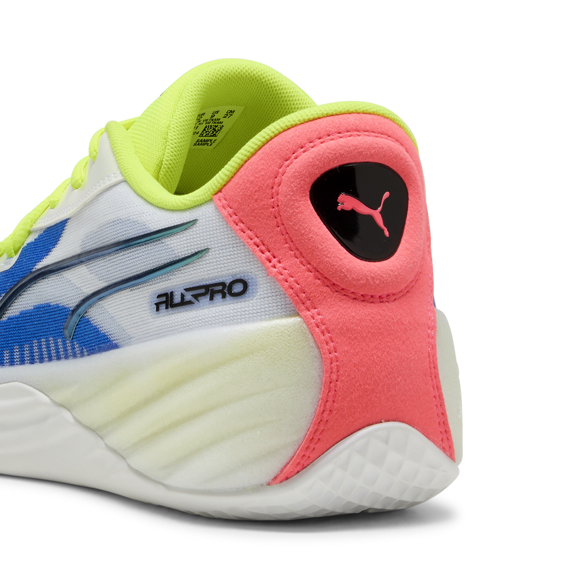 PUMA All-Pro NITROâ¢ basketbalschoenen uniseks, Roze/Geel/Wit, Maat 41 thumbnail 5