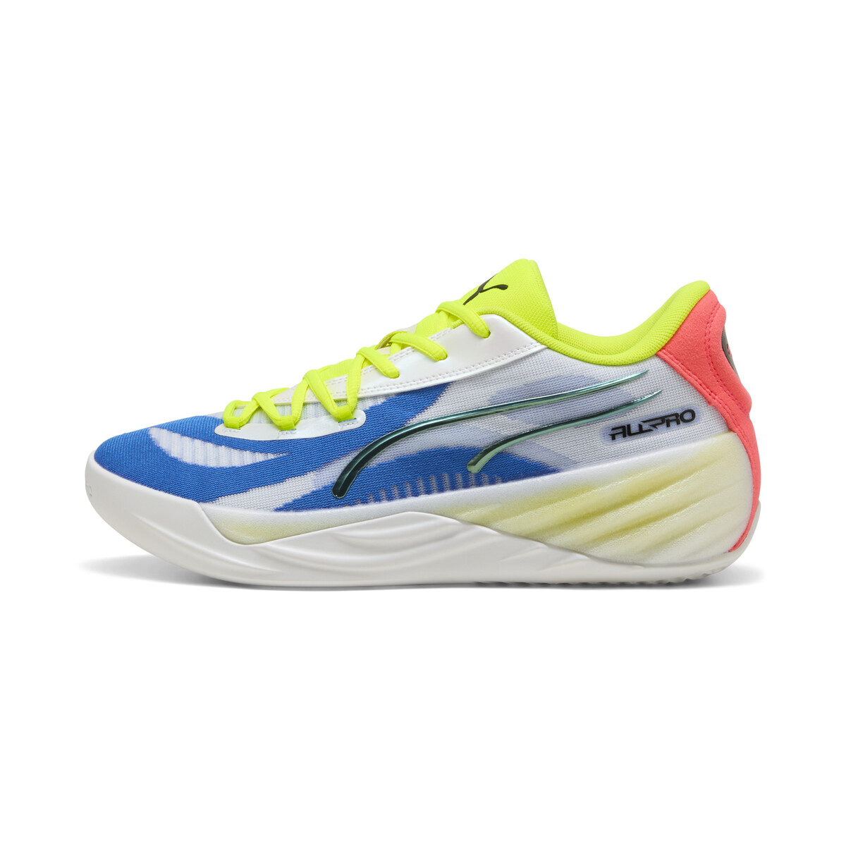 All-Pro NITRO™ Basketball Shoes Unisex in White/Yellow Alert Pink by PUMA, UK 7