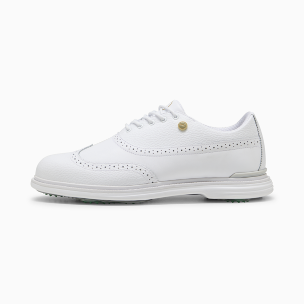 PUMA Royale Wingtip Golf Shoes Men, PUMA White-Vapor Gray-Grassy Green, large-ZAF