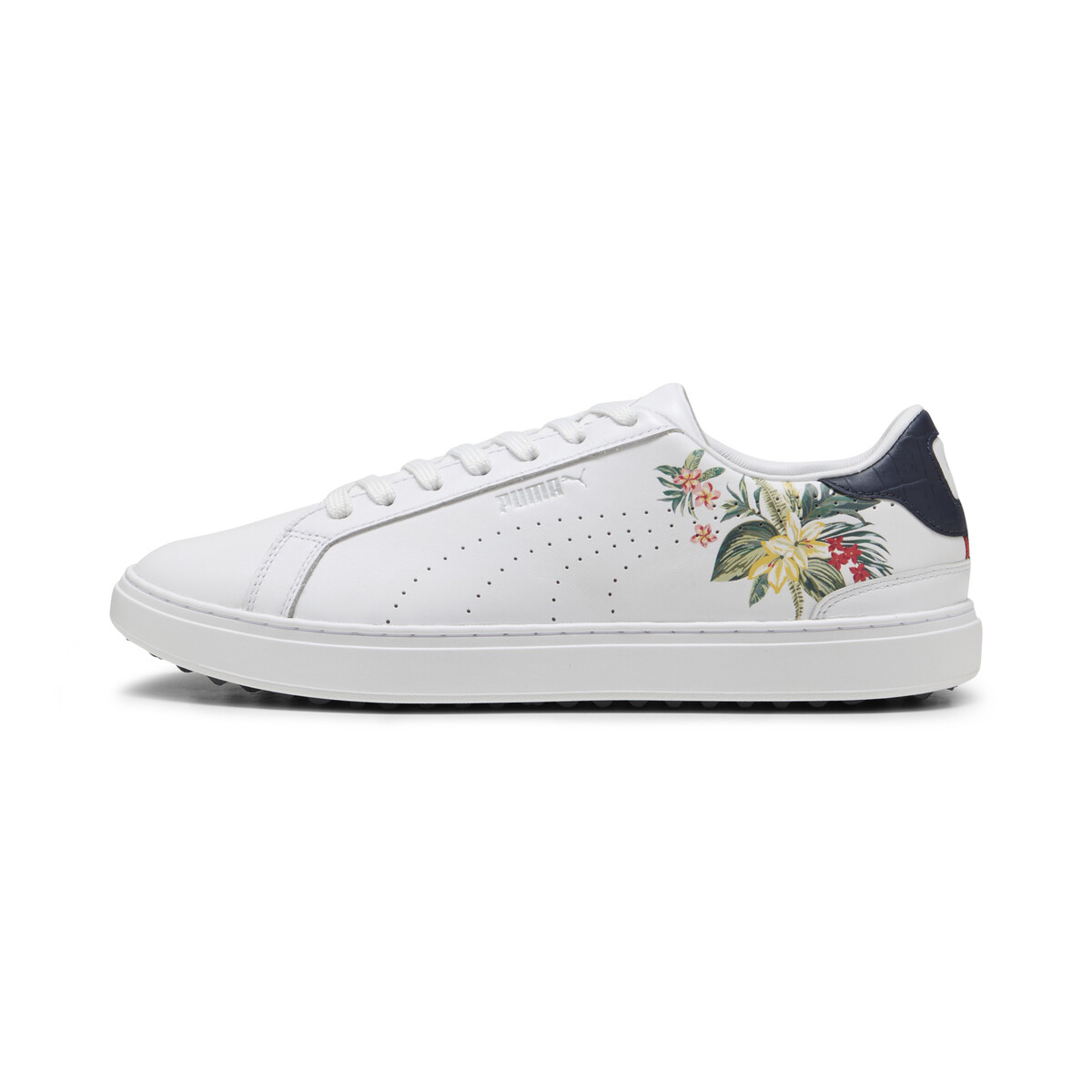 PUMA x PALM TREE CREW Classic G Golf Shoes Men in White/Deep Navy Red Fire, UK 8