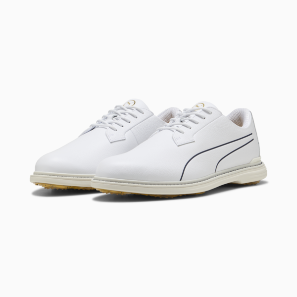 Royale Single Malt Golf Shoes Men, PUMA White-Deep Navy-Gold, large-ZAF