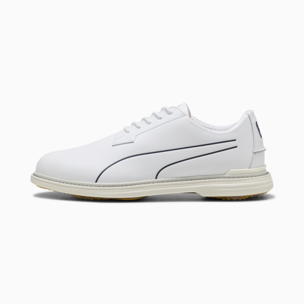 Royale Single Malt Golf Shoes Men, PUMA White-Deep Navy-Gold, large-ZAF
