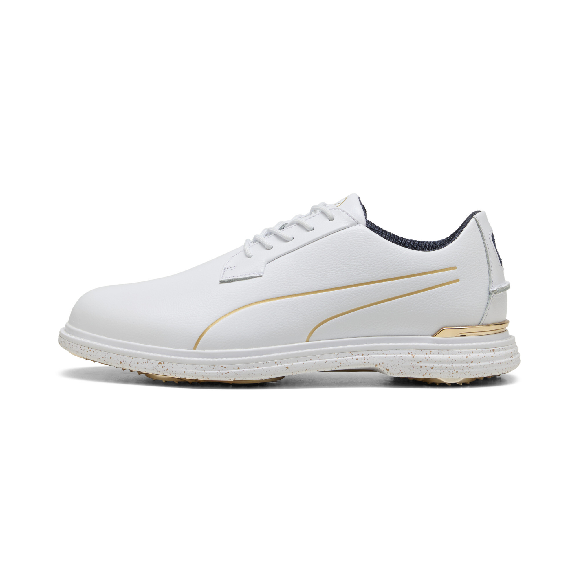 Puma Royale Players Golfschuhe Herren | Mit Plain | White/Deep Navy/Old Gold | Größe: 42