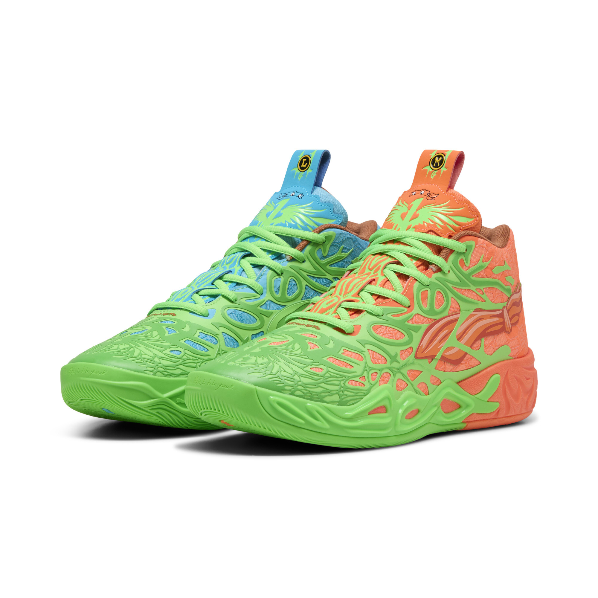 商品情報PUMA x TMNT（ティーンエイジ・ミュータント・ニンジャ・タートルズ）コレクションより、MB.04バスケットボールシューズが登場。TMNTにインスパイアされたバスケットボールシューズは、
