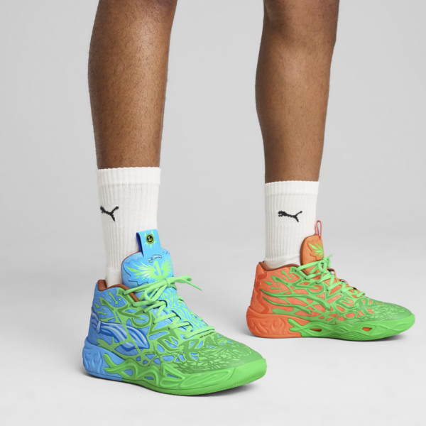 Zapatillas PUMA HOOPS x TORTUGAS NINJA MB.04 L&M, Fluro Green Pes-PUMA Green-Bright Aqua-Orange Glow, large-ARG