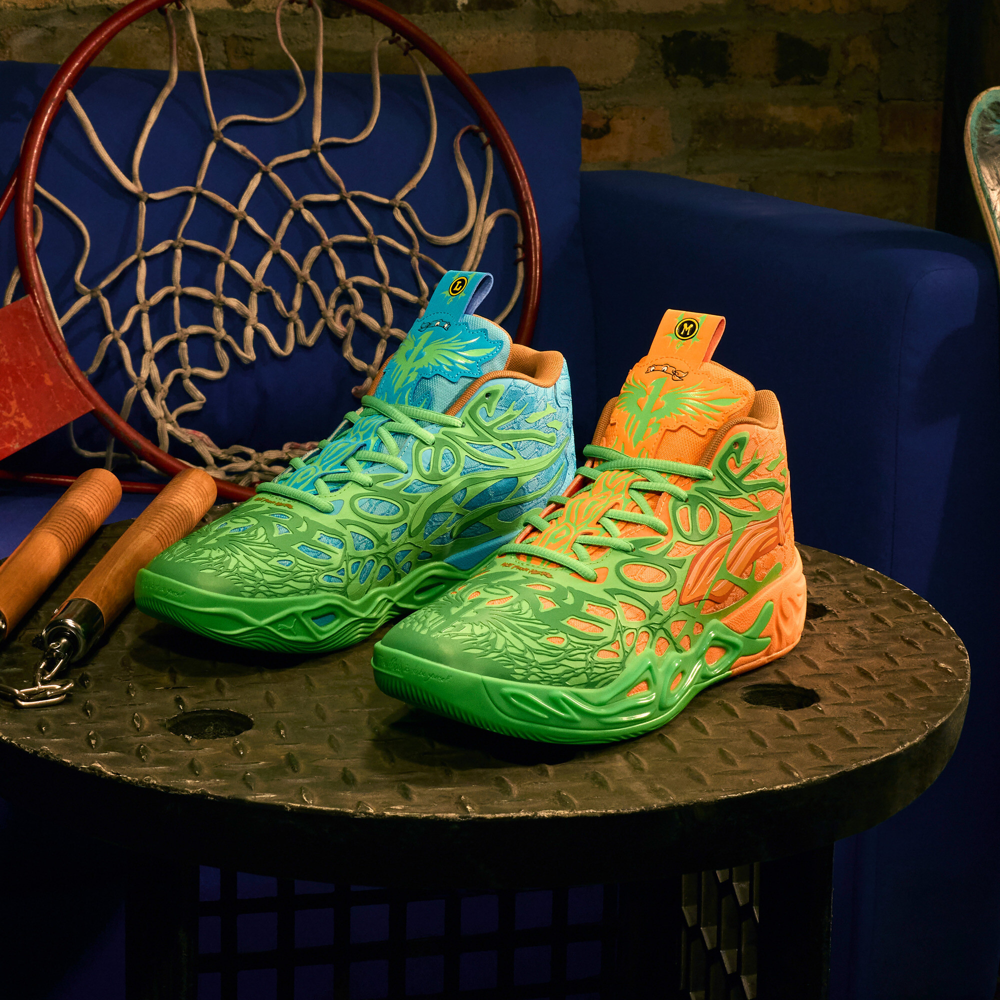 PUMA HOOPS x TMNT MB.04 LM uniseks basketbalschoenen, Groen, Maat 40 thumbnail 10