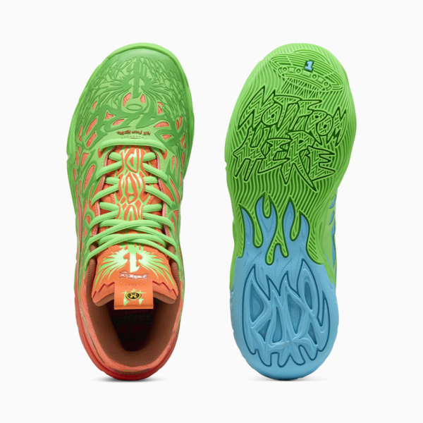 Zapatillas PUMA HOOPS x TORTUGAS NINJA MB.04 L&M, Fluro Green Pes-PUMA Green-Bright Aqua-Orange Glow, large-ARG