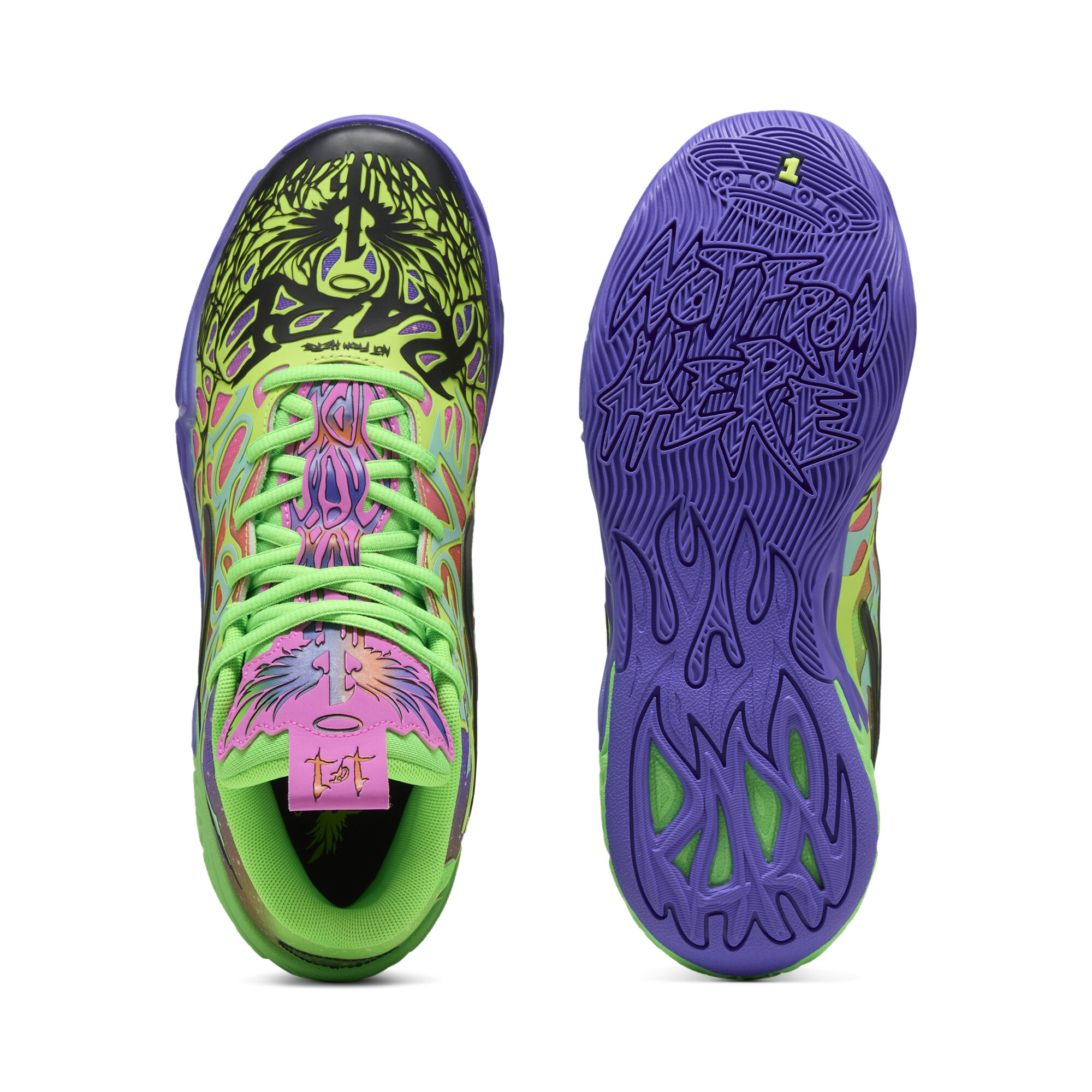 PUMA MB.04 Be You uniseks basketbalschoenen, Groen/Zwart, Maat 40 thumbnail 5