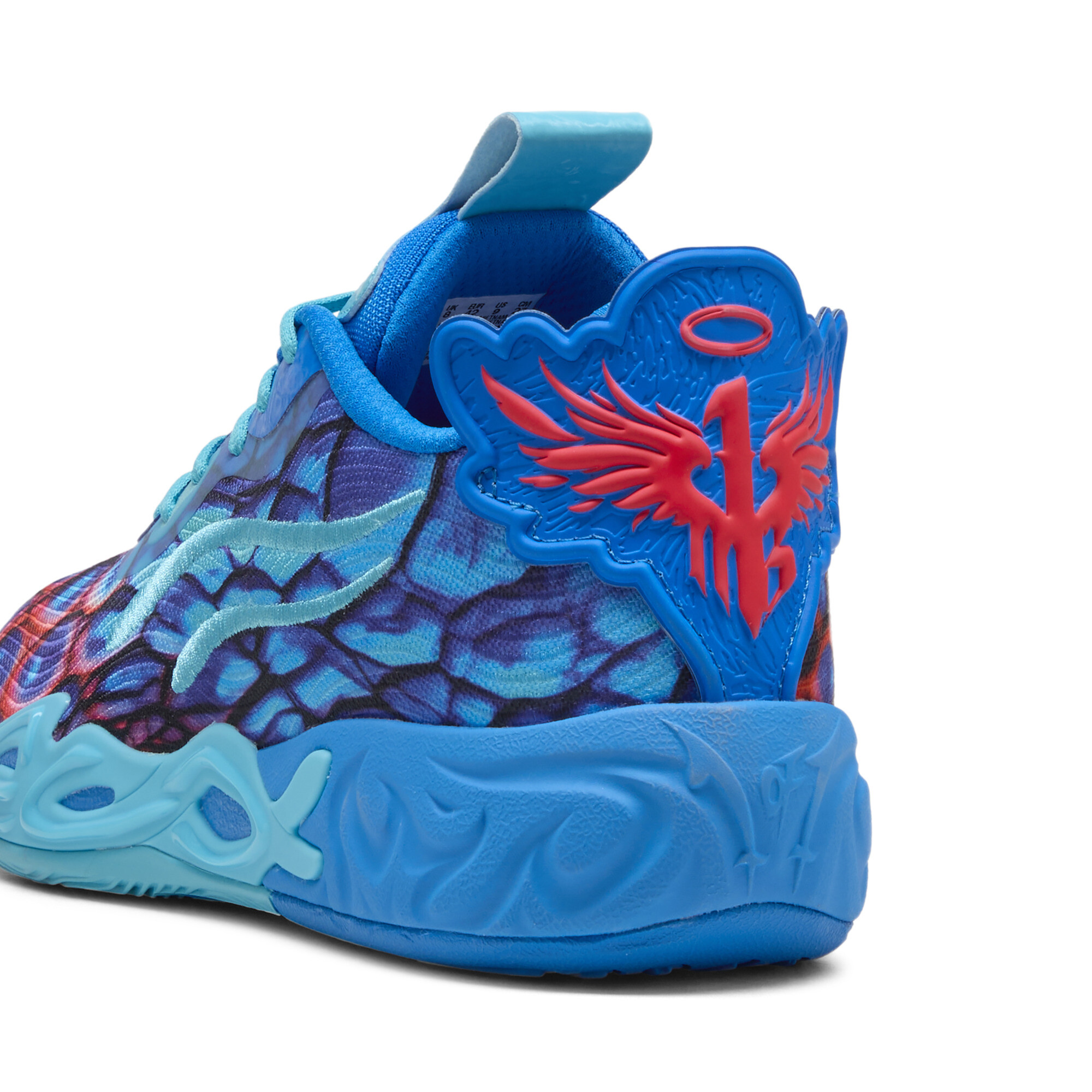 PUMA MB.04 Lo Alien Skins uniseks basketbalschoenen, Blauw/Roze/Groen, Maat 43 thumbnail 6