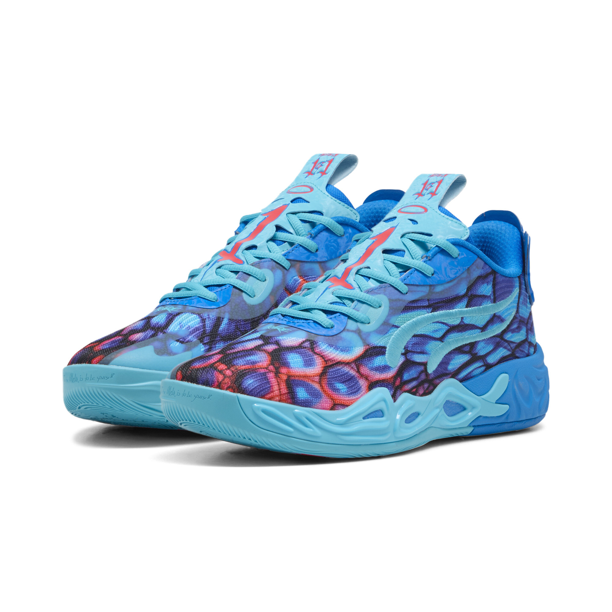 PUMA MB.04 Lo Alien Skins uniseks basketbalschoenen, Blauw/Roze/Groen, Maat 43 thumbnail 7