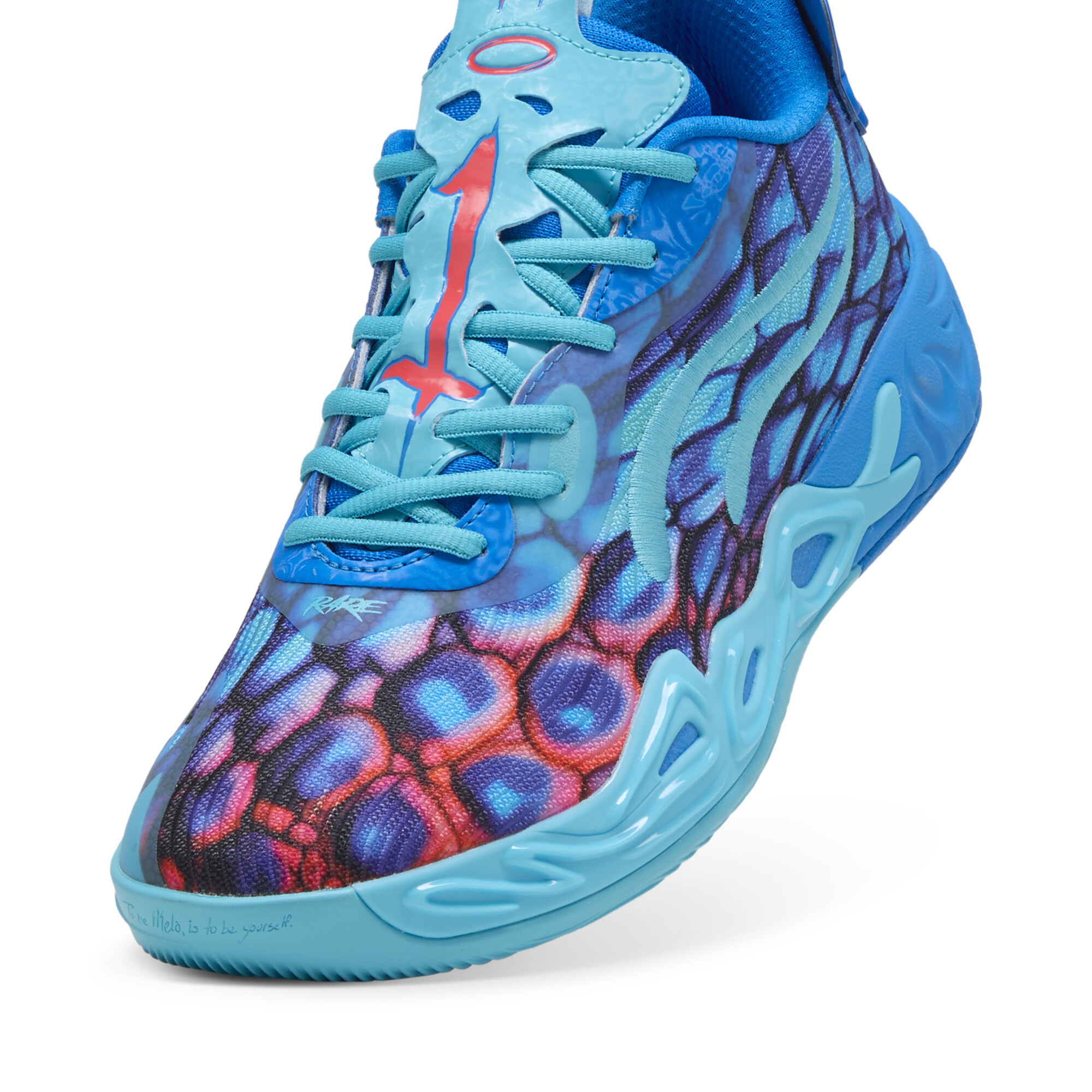 PUMA MB.04 Lo Alien Skins uniseks basketbalschoenen, Blauw/Roze/Groen, Maat 43 thumbnail 3