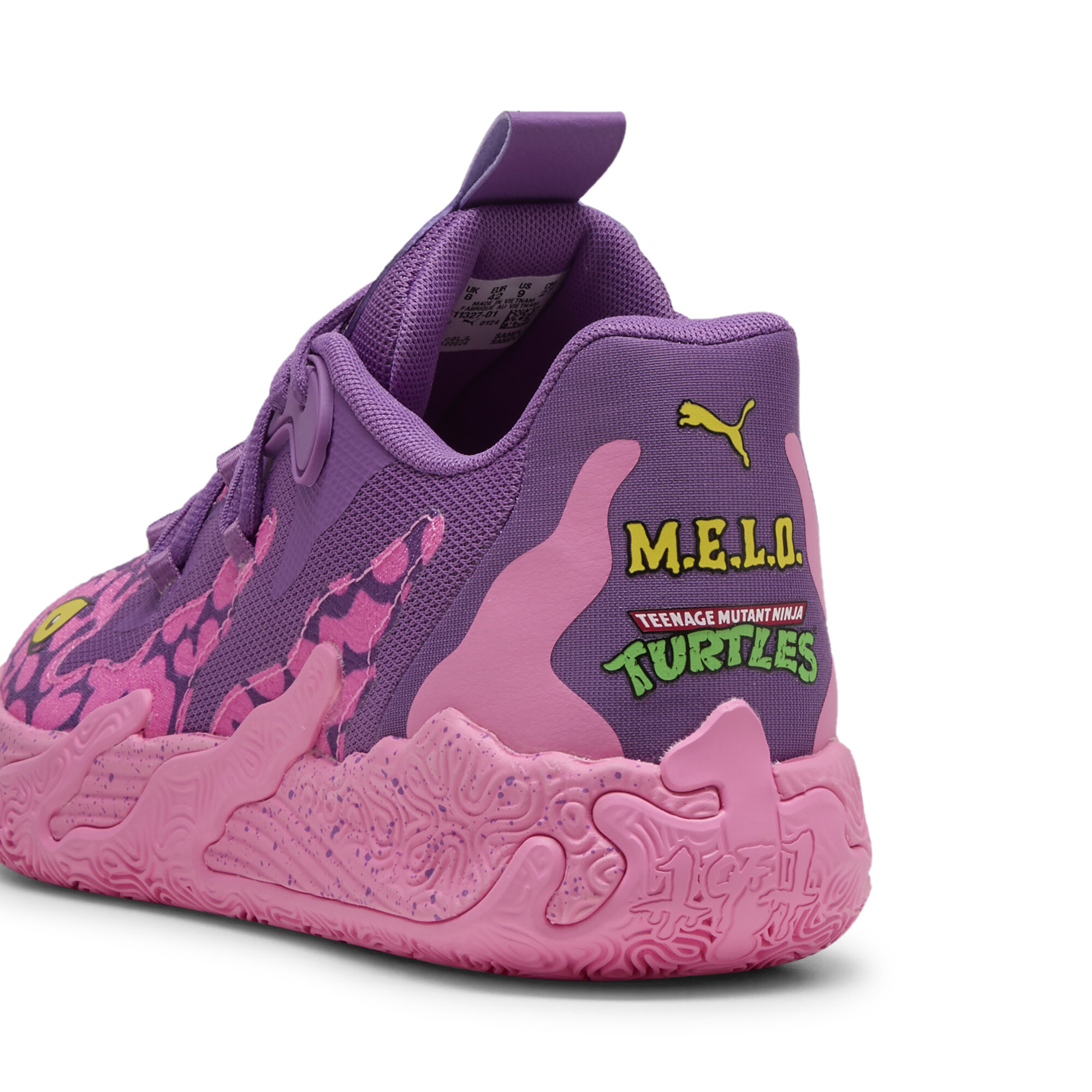PUMA HOOPS x TNMT MB.03 Lo Krang uniseks basketbalschoenen, Roze/Geel, Maat 53,5 thumbnail 7