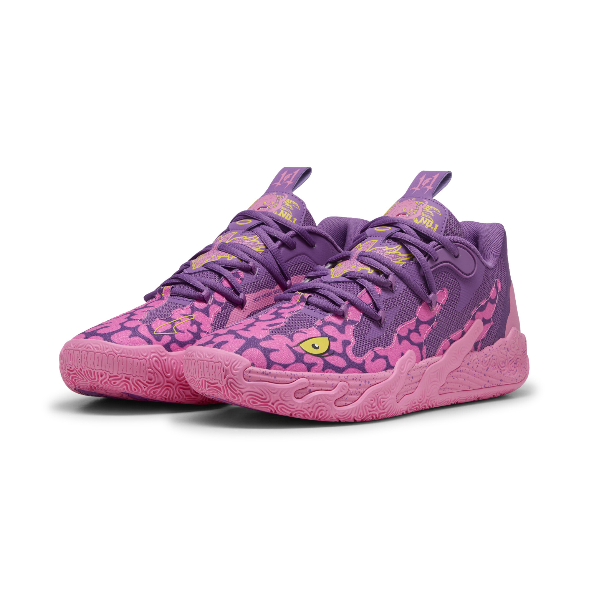 PUMA HOOPS x TNMT MB.03 Lo Krang uniseks basketbalschoenen, Roze/Geel, Maat 53,5 thumbnail 8