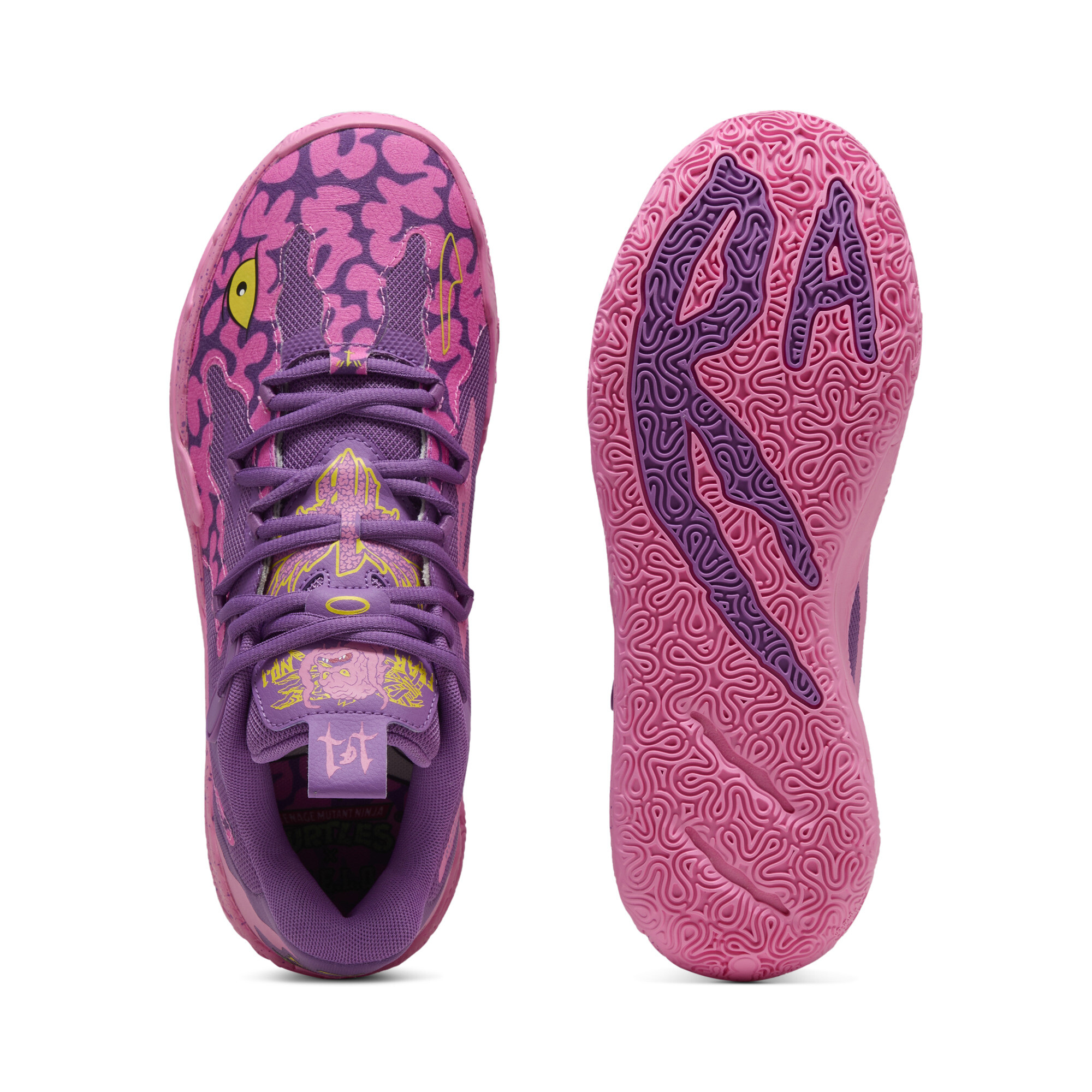 PUMA HOOPS x TNMT MB.03 Lo Krang uniseks basketbalschoenen, Roze/Geel, Maat 53,5 thumbnail 6