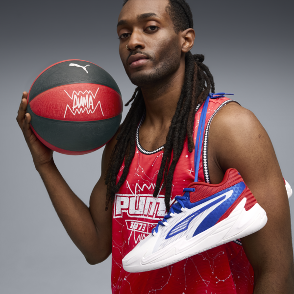 The Dagger Basketball Shoes Unisex, PUMA White-Mountain Blue-For All Time Red, large-MEX