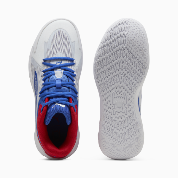 The Dagger Basketball Shoes Unisex, PUMA White-Mountain Blue-For All Time Red, large-MEX