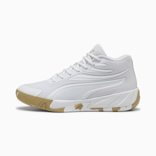 Court Pro Marble Basketball Shoes Unisex, PUMA White-Matte Puma Gold, large-MEX