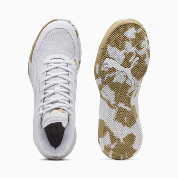 Court Pro Marble Basketball Shoes Unisex, PUMA White-Matte Puma Gold, large-MEX