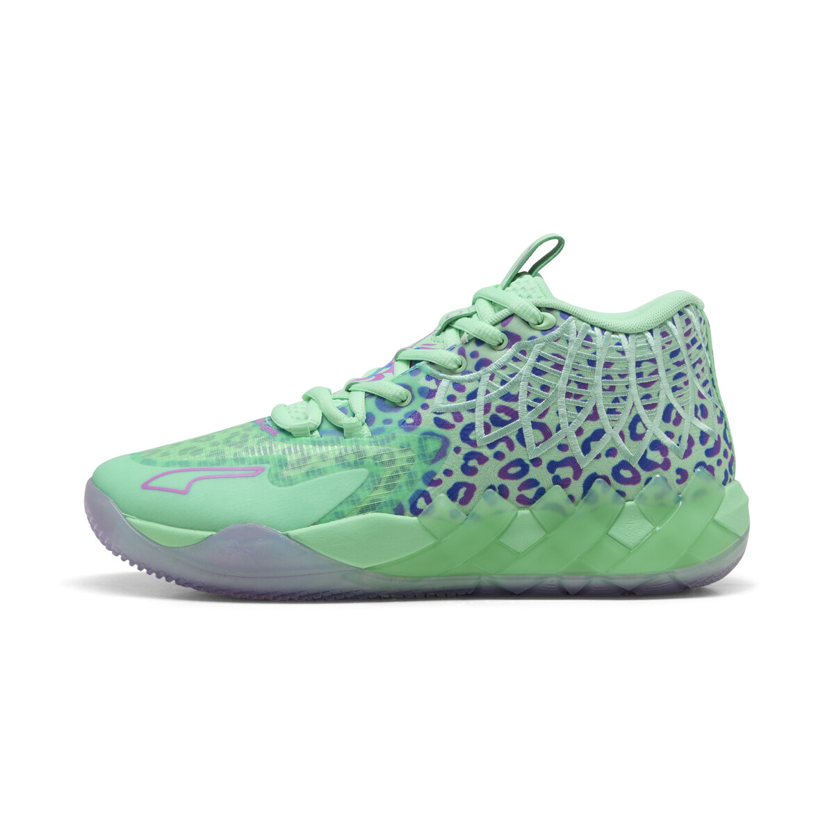 MB.01 Alien Safari Basketball Shoes Unisex in Green Glimmer/Pure Magenta Hyperlink Blue by PUMA, UK 8