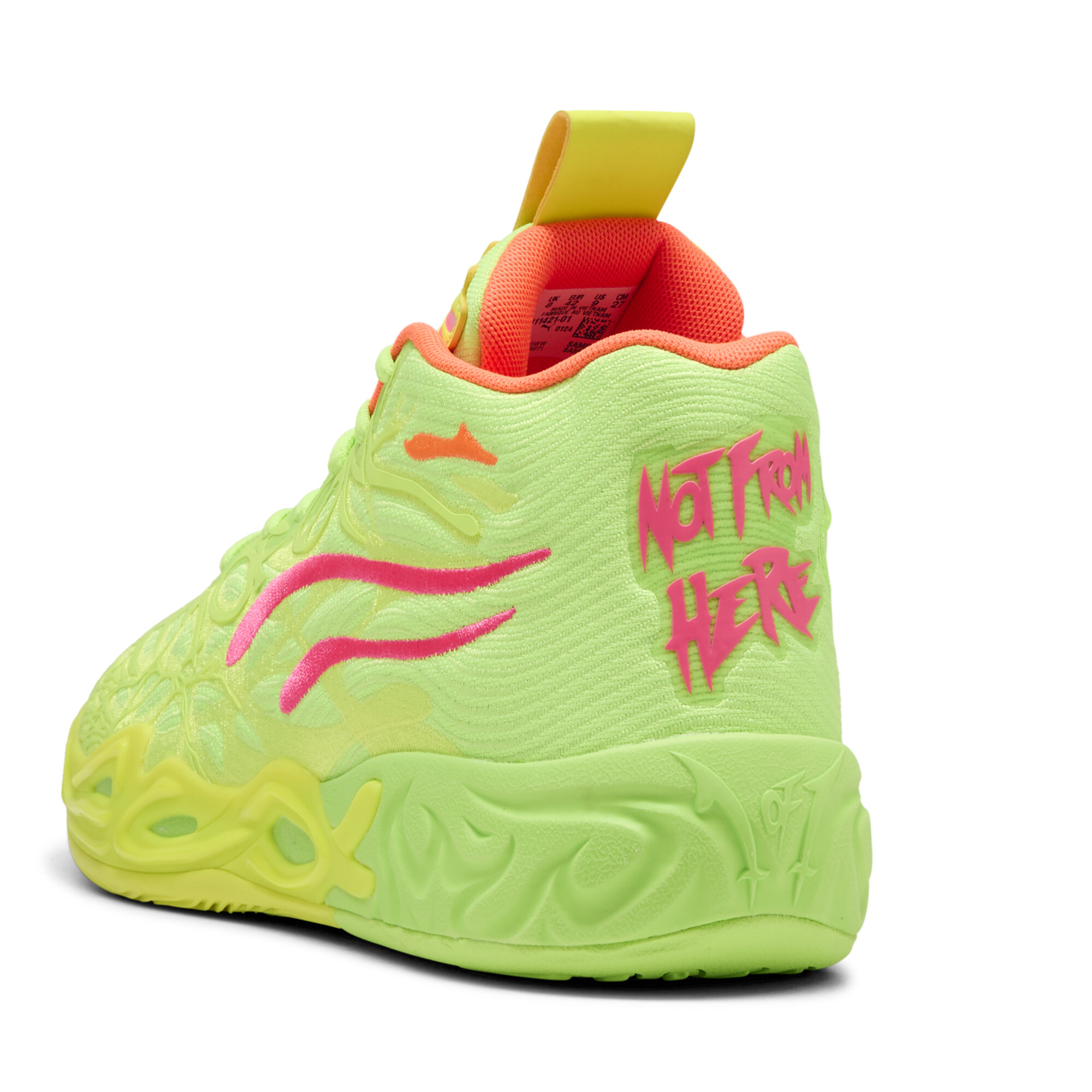 PUMA MB.04 Gem uniseks basketbalschoenen, Roze/Groen/Geel, Maat 52 thumbnail 6