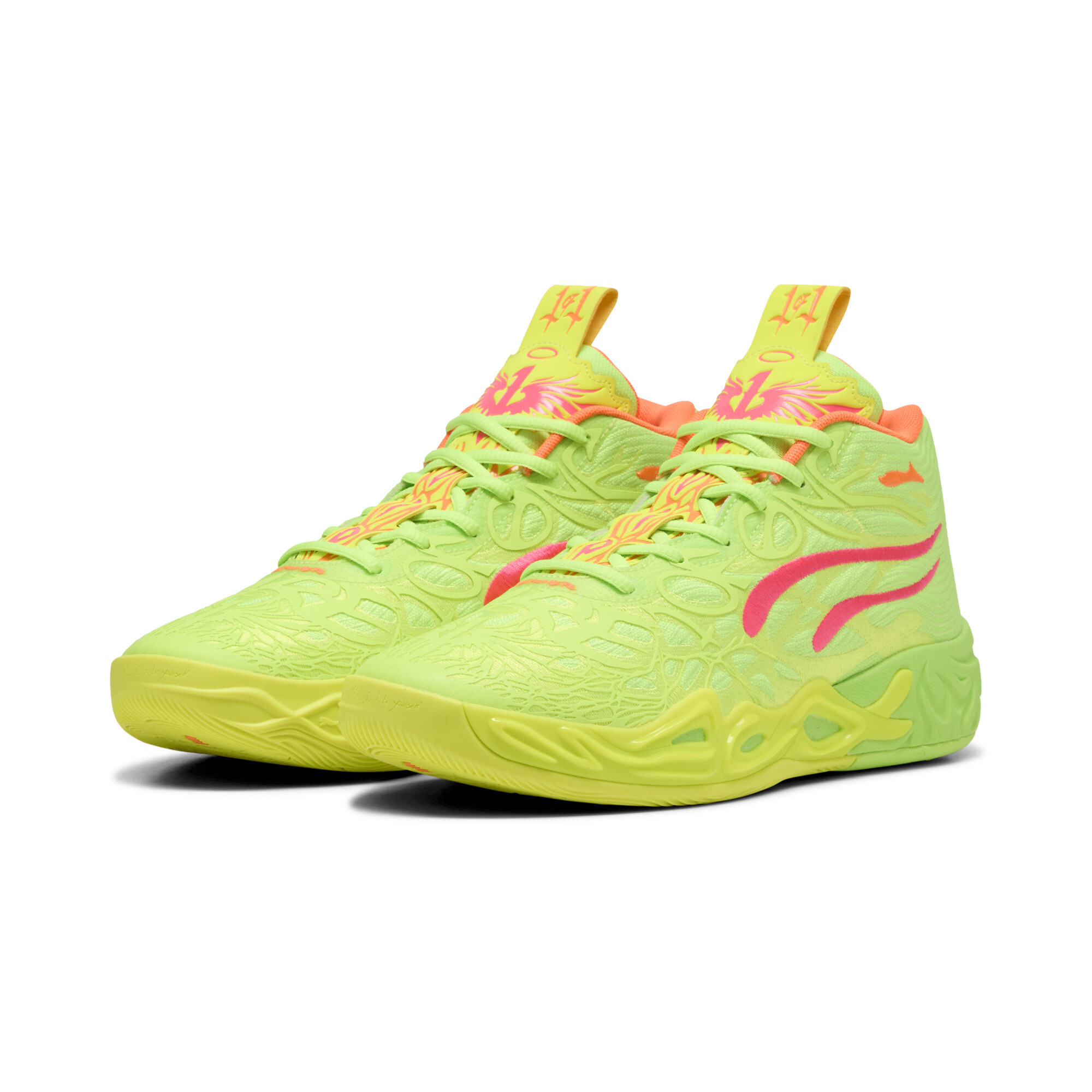 PUMA MB.04 Gem uniseks basketbalschoenen, Roze/Groen/Geel, Maat 52 thumbnail 7