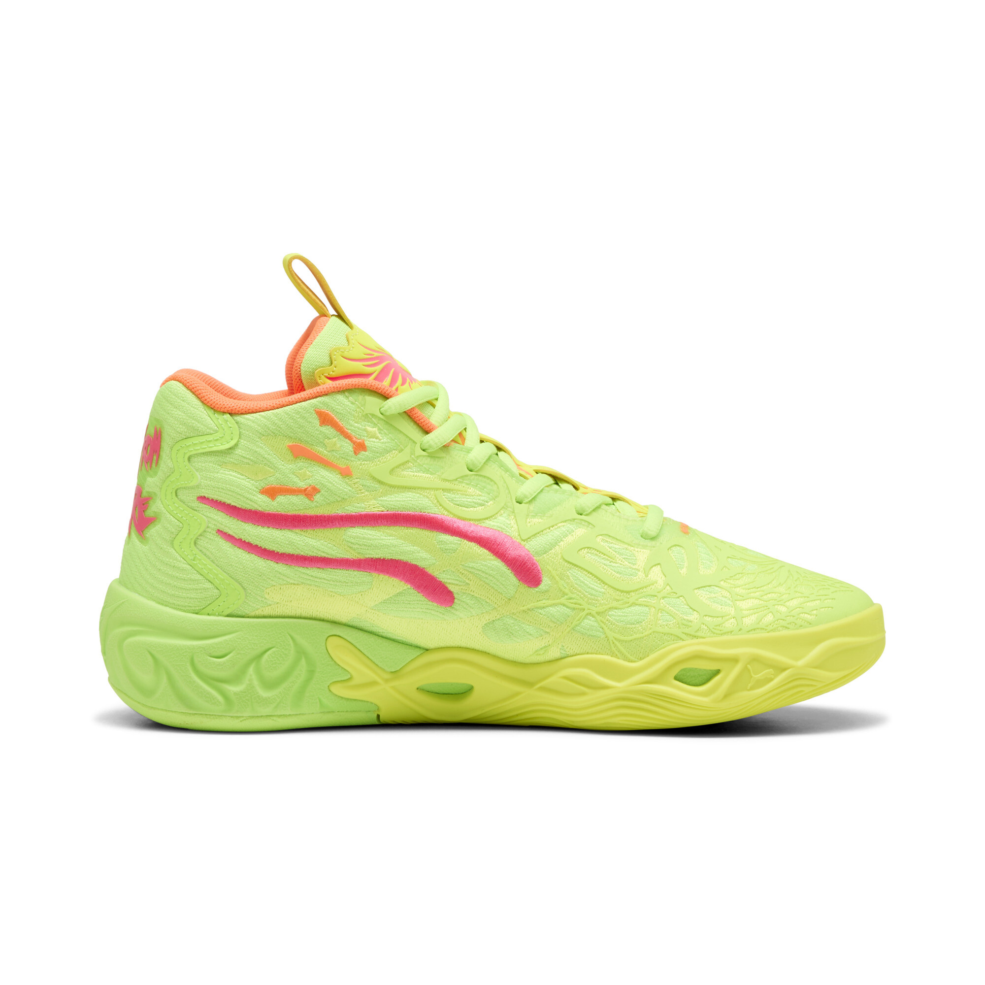 PUMA MB.04 Gem uniseks basketbalschoenen, Roze/Groen/Geel, Maat 52 thumbnail 4