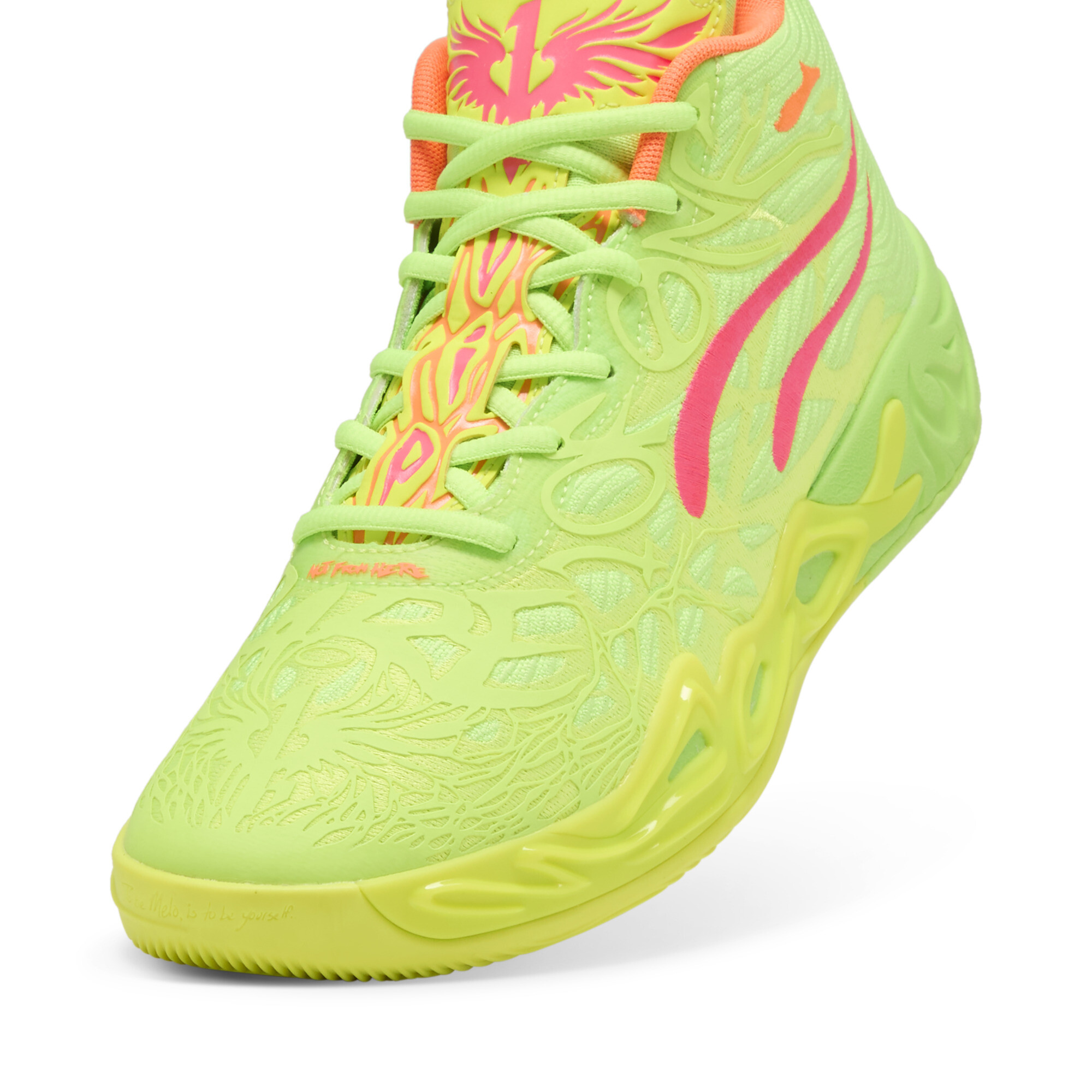 PUMA MB.04 Gem uniseks basketbalschoenen, Roze/Groen/Geel, Maat 52 thumbnail 3