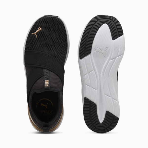 SOFTRIDE Harli Slip-On Running Shoes Women, PUMA Black-PUMA White-PUMA Gold, large-MEX