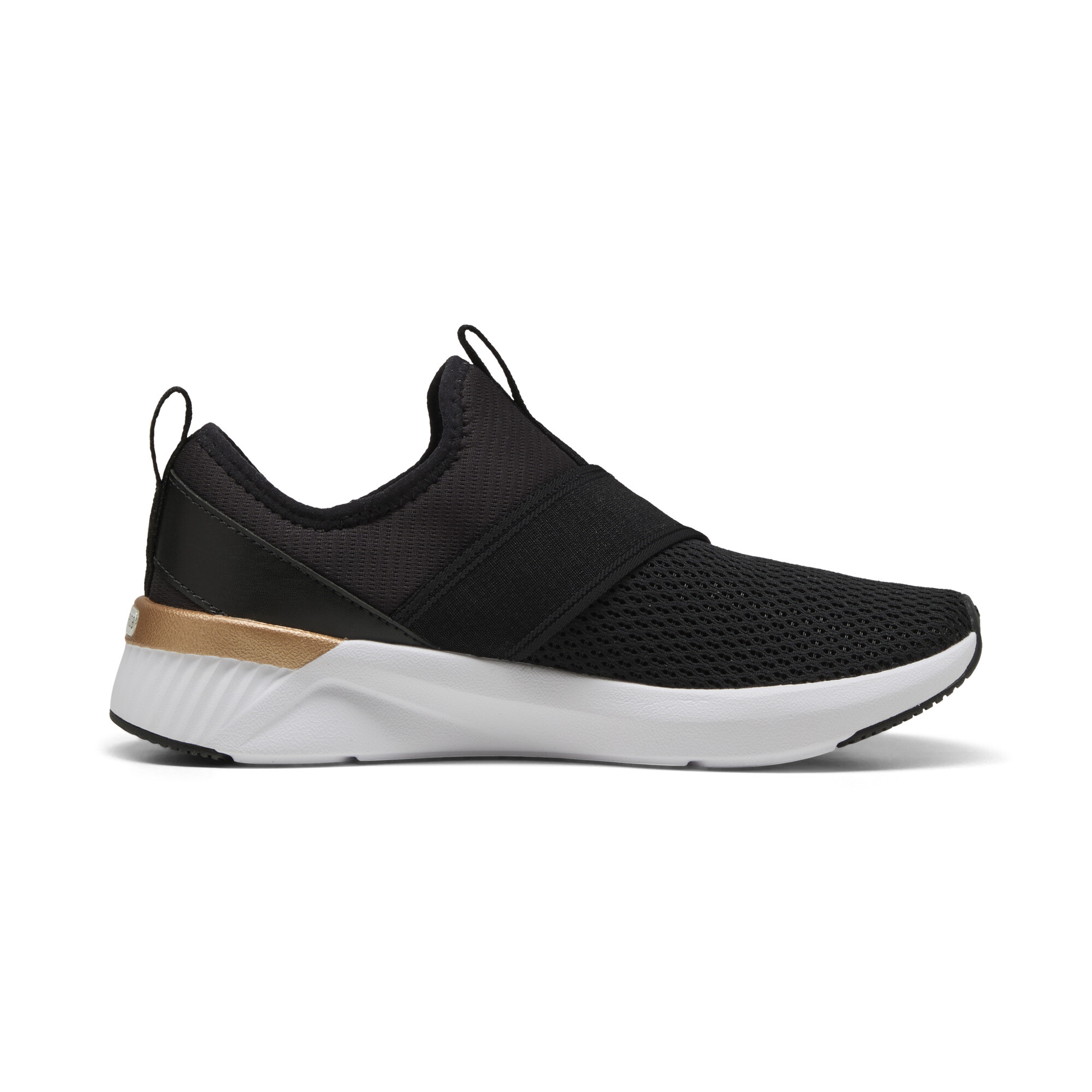 PUMA SOFTRIDE Harli Slip-On hardloopschoenen voor Dames, Zwart/Wit/Goud, Maat 40,5 thumbnail 3