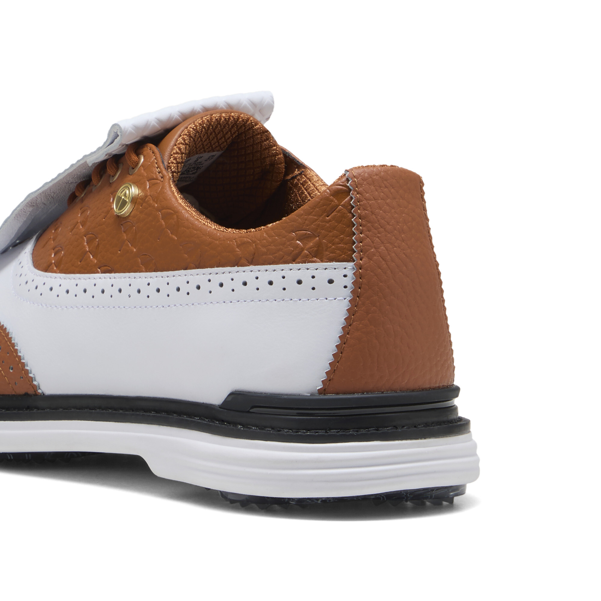 PUMA x ARNOLD PALMER ROYALE Wingtip golfschoenen voor Heren, Zwart/Wit/Bruin, Maat 43 thumbnail 5
