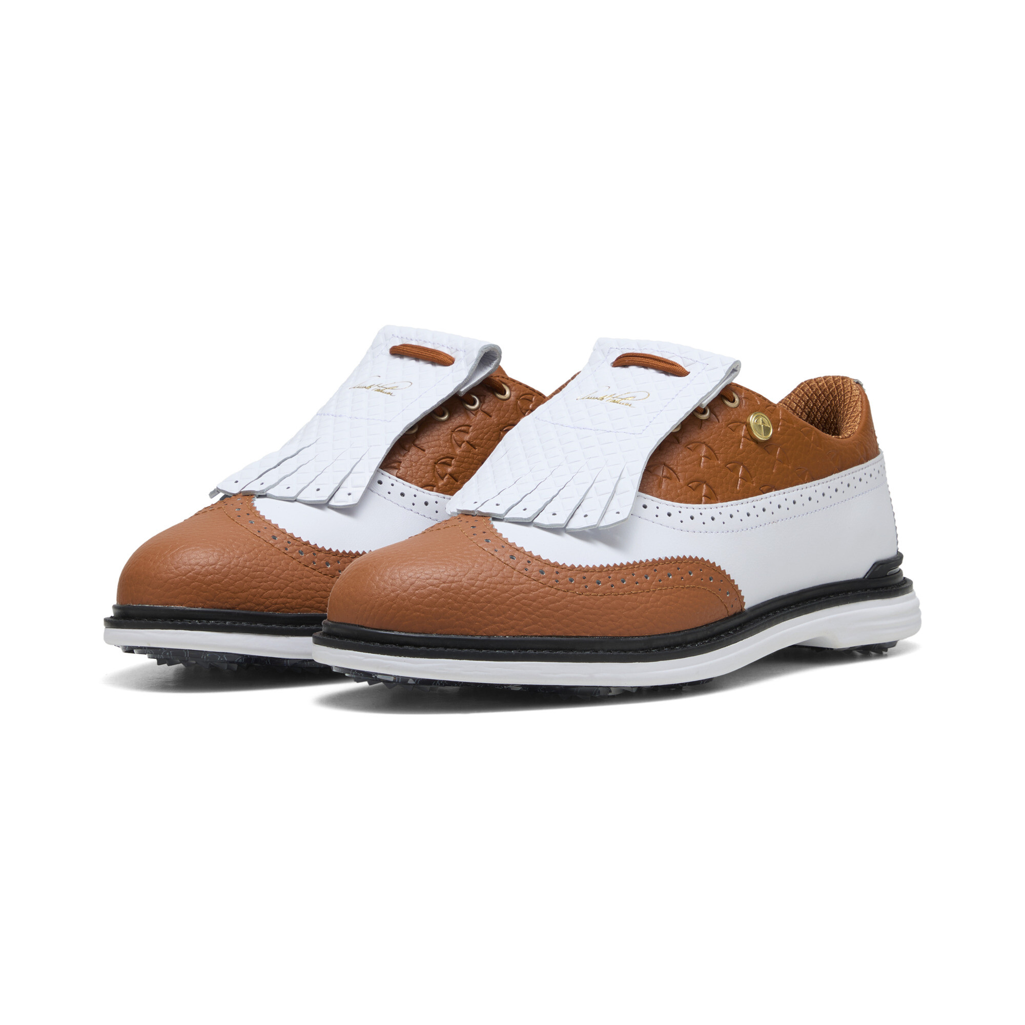PUMA x ARNOLD PALMER ROYALE Wingtip golfschoenen voor Heren, Zwart/Wit/Bruin, Maat 43 thumbnail 6