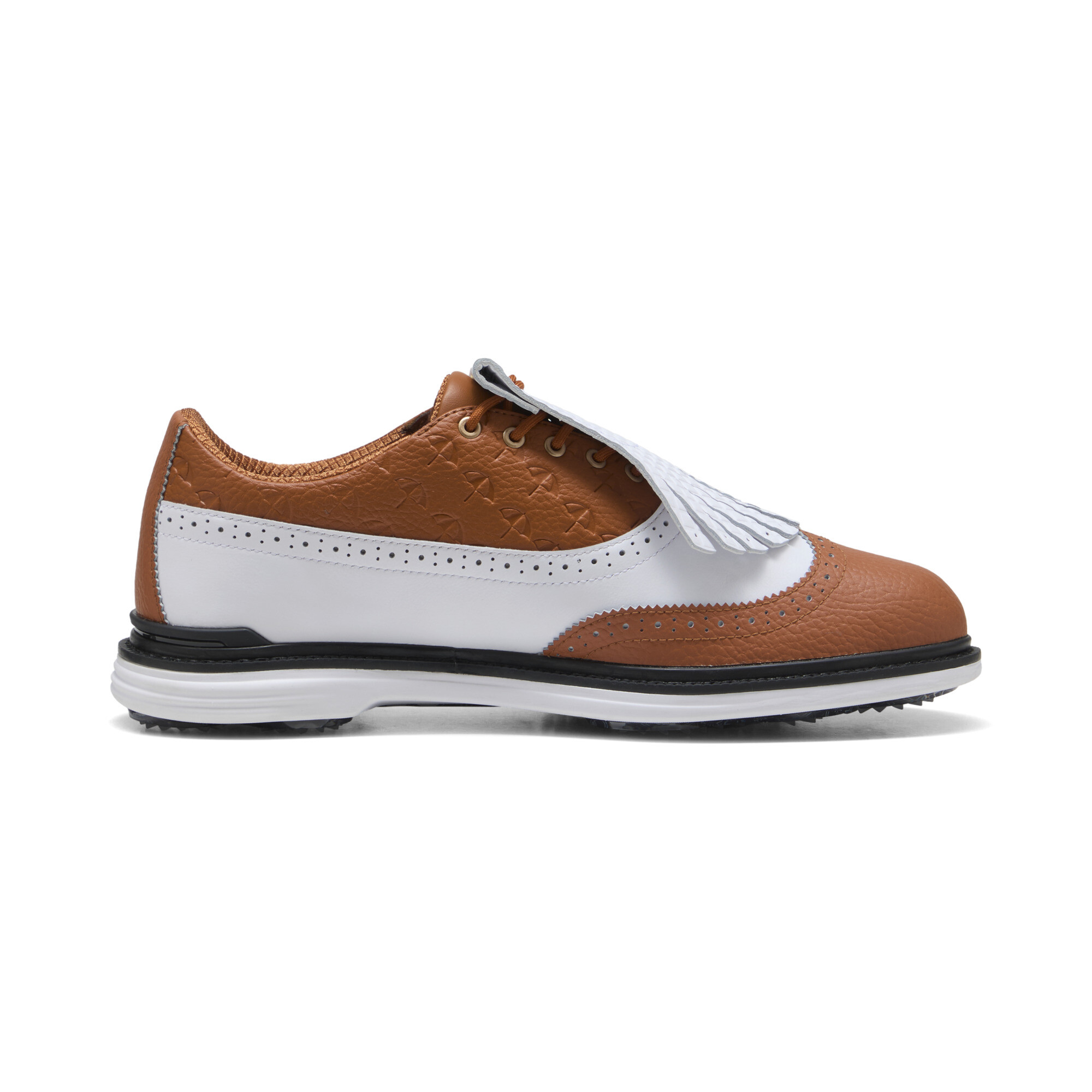 PUMA x ARNOLD PALMER ROYALE Wingtip golfschoenen voor Heren, Zwart/Wit/Bruin, Maat 43 thumbnail 3